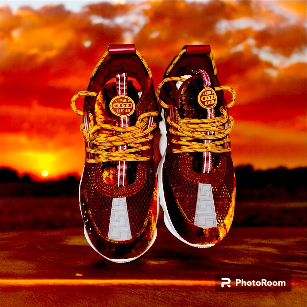 Burgundy Chain Reaction Mesh Velvet Sneakers